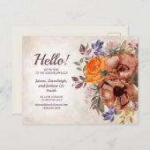 オレンジ色の青さび水カラーフローラ新しい隣人 案内ポストカード (正面/裏面)