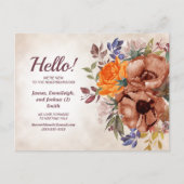 オレンジ色の青さび水カラーフローラ新しい隣人 案内ポストカード (正面)