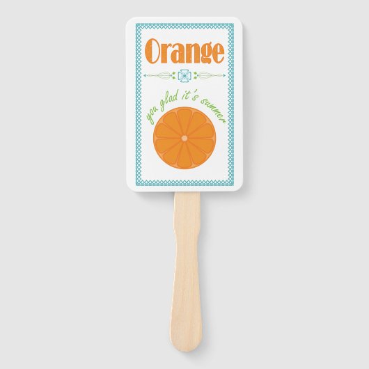 オレンジ色の青で夏を楽しめ縁どる ハンドファン (正面)