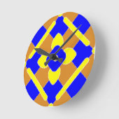 オレンジ色の青と黄色のスペインのタイルのキッチンクロック ラウンド壁時計 (傾斜)