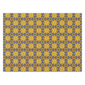 オレンジ色の青と黄色のスペインのタイルパターン テーブルクロス (正面(横))