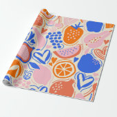 オレンジ色の青果物野菜 ラッピングペーパー (アンロールド)