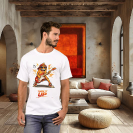 オレンジ色の面白いベース奏者キャラ・音楽 Tシャツ