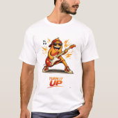 オレンジ色の面白いベース奏者キャラ・音楽 Tシャツ (正面)