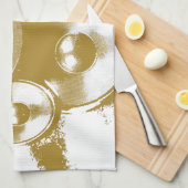 オレンジ色の音楽スピーカー キッチンタオル (四つ折り)