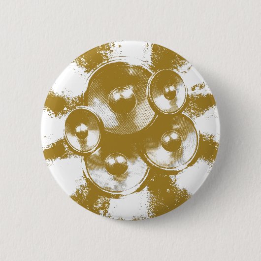 オレンジ色の音楽スピーカー 缶バッジ (正面)