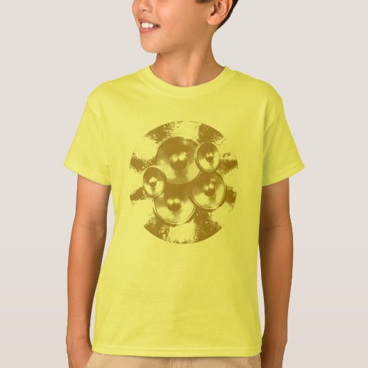 オレンジ色の音楽スピーカー Tシャツ (正面)