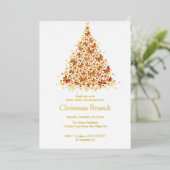 オレンジ色の飛翔チョウクリスマスツリー 箔招待状 (立ち正面)