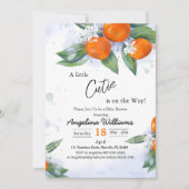 オレンジ色の飾りがついたベビーシャワーの招待状 招待状 (正面)