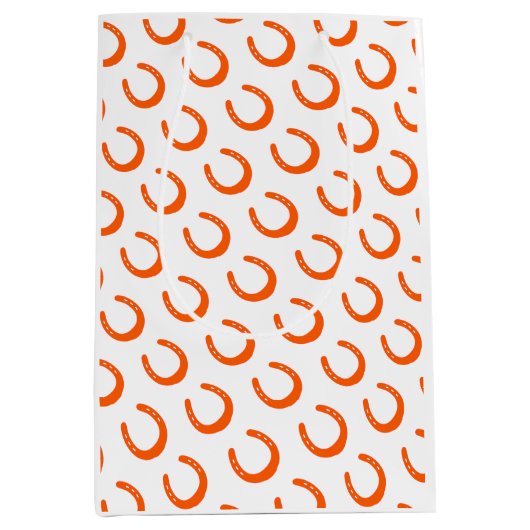 オレンジ色の馬蹄型のモダン馬がタイムレス ミディアムペーパーバッグ (正面)