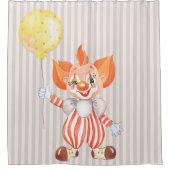 オレンジ色の髪のシャワーカーテンを持つ子供用ピエロ シャワーカーテン (正面)