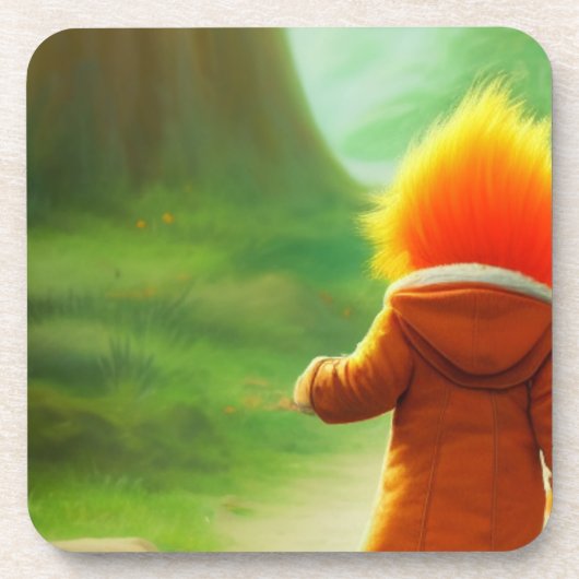 オレンジ色の髪 コースター (正面)