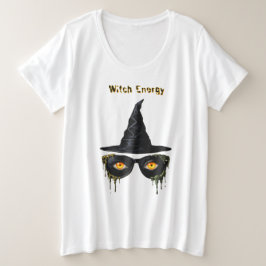 オレンジ色の魔女のような目 - 魔女のエネルギー プラスサイズTシャツ