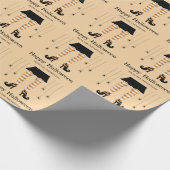 オレンジ色の魔女の脚とクモのハロウィンパターン ラッピングペーパー (角)