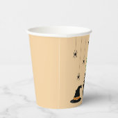 オレンジ色の魔女の脚と不気味なクモのハロウィーン 紙コップ (右)