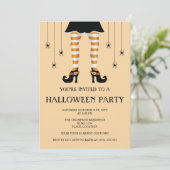 オレンジ色の魔女の脚と蜘蛛 ハッピーハロウィン 招待状 (スタンド正面)