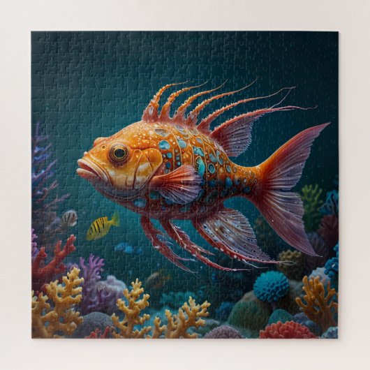 オレンジ色の魚の冒険の水中パズル ジグソーパズル (縦)