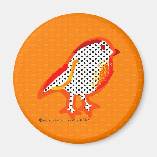 オレンジ色の鳥デジタル絵画マグネット マグネット (正面)