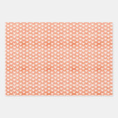 オレンジ色の麻の葉に白いハート ラッピングペーパーシート (正面2)