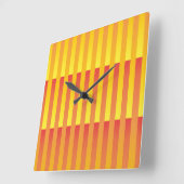 オレンジ色の黄ストライプの色 スクエア壁時計 (傾斜)