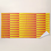 オレンジ色の黄ストライプの色 ビーチタオル (正面)