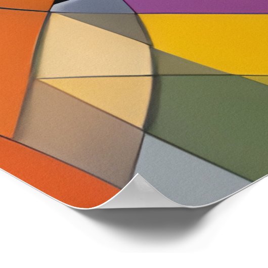 オレンジ色の黄数々の色の幾何モダン抽象芸術 ポスター (角)