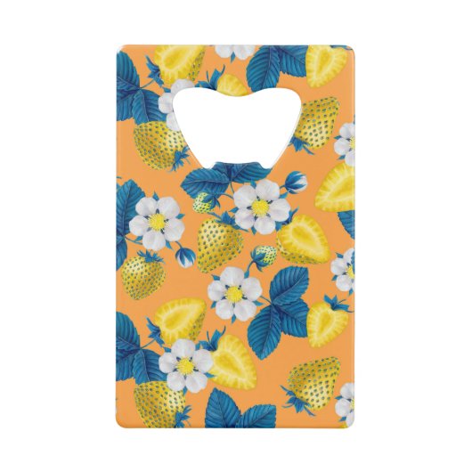 オレンジ色の黄色いイチゴ クレジットカード栓抜き (正面)