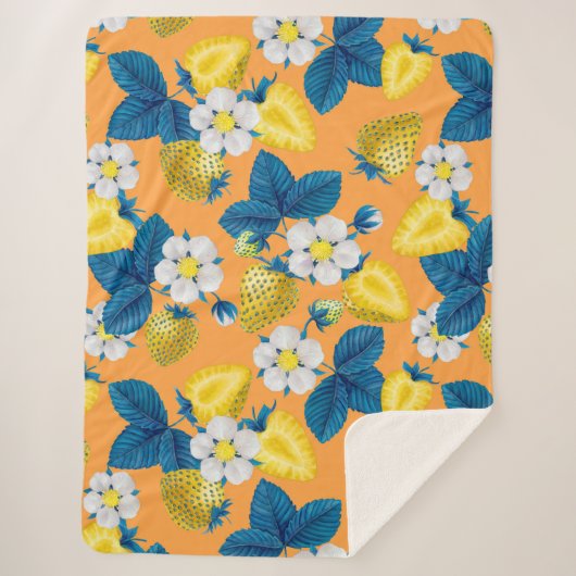 オレンジ色の黄色いイチゴ シェルパブランケット (正面)