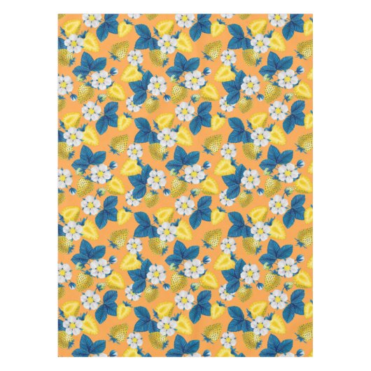 オレンジ色の黄色いイチゴ テーブルクロス (正面)