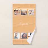 オレンジ色の黄色いコラージュ名のスクリプト バスタオルセット (ハンドタオル)