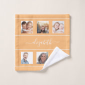 オレンジ色の黄色いコラージュ名のスクリプト バスタオルセット (ウォッシュタオル)