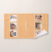 オレンジ色の黄色いコラージュ名のスクリプト バスタオルセット (ハンドタオル)