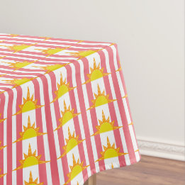 オレンジ色の黄色いサンズオンピンクストライプ色 テーブルクロス