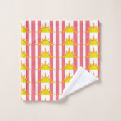 オレンジ色の黄色いサンズオンピンクストライプ色 バスタオルセット (ウォッシュタオル)