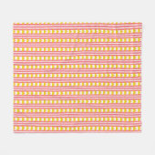 オレンジ色の黄色いサンズオンピンクストライプ色 フリースブランケット (正面(横))