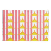 オレンジ色の黄色いサンズオンピンクストライプ色 枕カバー (裏面-左)