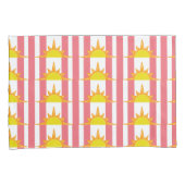 オレンジ色の黄色いサンズオンピンクストライプ色 枕カバー (正面右)