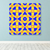 オレンジ色の黄色いスペインのタイルパターン キャンバスプリント (インサイチュ (ウッドフロア))