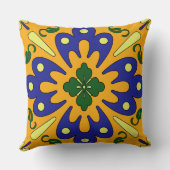 オレンジ色の黄色いスペインのタイルパターン クッション (裏面)