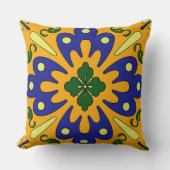 オレンジ色の黄色いスペインのタイルパターン クッション (正面)