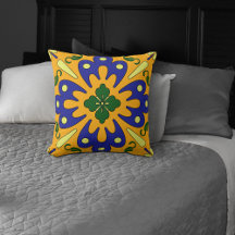 オレンジ色の黄色いスペインのタイルパターン