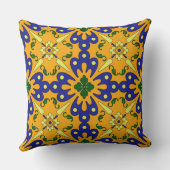 オレンジ色の黄色いスペインのタイルパターン クッション (裏面)