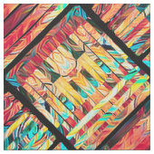 オレンジ色の黄色い抽象芸術幾何学的パターン ファブリック (見本)