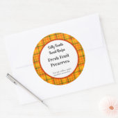 オレンジ色の黄色い格子模様の編集可能ベーキングシール ラウンドシール (封筒)