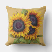 オレンジ色の黄色い水色の大きなヒマワリ アウトドアクッション (正面)