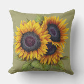 オレンジ色の黄色い水色の大きなヒマワリ アウトドアクッション (正面)