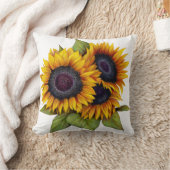 オレンジ色の黄色い水色の大きなヒマワリ クッション (ブランケット)