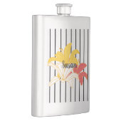 オレンジ色の黄色い白い花と黒い花のフラストライプスコ フラスク (右)