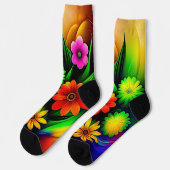 オレンジ色の黄色い花を金ゴールドと緑に ソックス (左)
