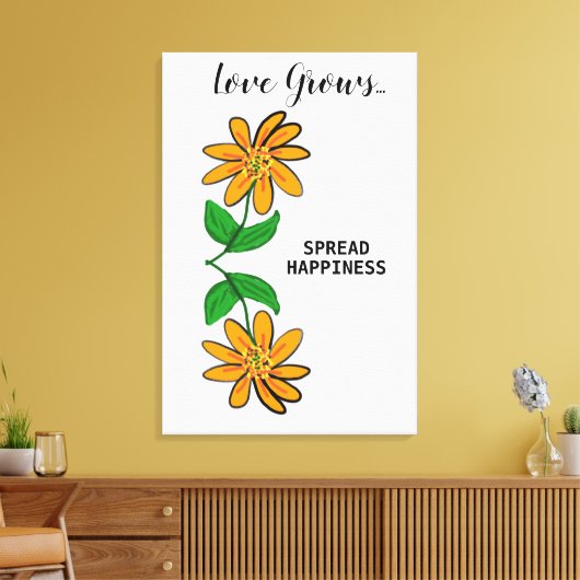オレンジ色の黄色い花恋24インチx 36インチ キャンバスプリント (インサイチュ (リビング))